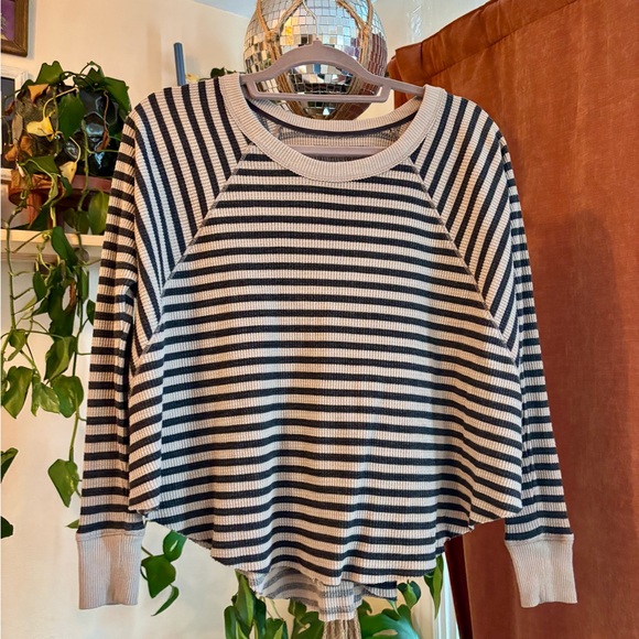 We The Free Tops - We The Free black and Cream Striped Top